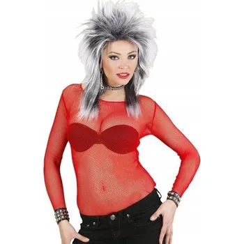 Červená disco halenka ze síťoviny, 80. léta - Velikost M