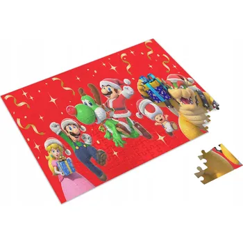 Puzzle Vánoční Mario Bros Vánoce + Jméno krabička A3 252 dílků