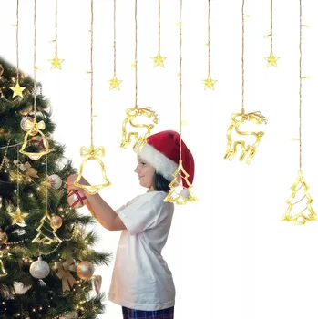 Vánoce VÁNOČNÍ OSVĚTLENÍ NA STROMEČEK ZÁVĚS SOBÍ jeleni ZVONKY STROMEČKY