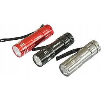 Svítilna RUČNÍ HLINÍKOVÁ SVÍTILNA TURISTICKÁ MALÁ 9 LED TIROSS NA BATERIE ČERVENÁ