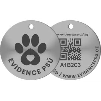 psí známka Psí známka Evidence Psů s QR kódem - Nerezová stříbrná