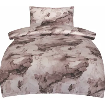 Povlečení saténové bavlněné, Mramor béžový,1ks 140 x 200 /1 ks 70 x 90 cm