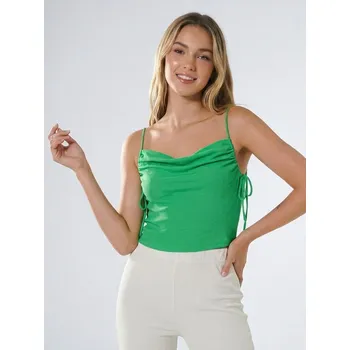 Dámské tričko Sinsay - Crop top na ramínkách s vázáním po stranách - zelená - 9006J-76X - 9006J-76X-S