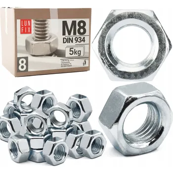 Matice Matice M8, třída 8, pozink DIN 934, balení 5 kg.