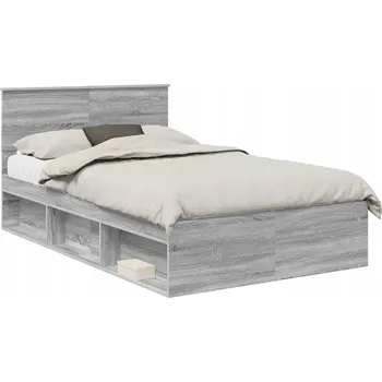 Postel Rámeček postele Šedý Sonoma 135 x 190 cm Materiál na bázi dřeva
