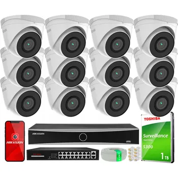 Bezpečnostní kamera Sada pro IP monitoring, 12 kamer IPCAM-T5 5MP IR 30 PoE HiLook od Hikvision