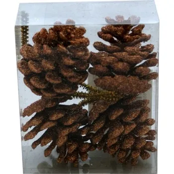 Vánoční dekorace Vánoční Baňky ŠIŠKY , oranžové, 5 cm, kostka, 4 ks.