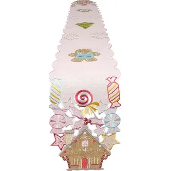 ubrus Vánoční běhoun na stůl úzký pruh 20x160 cm růžový