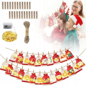 Vánoční dekorace Adventní kalendář 24 sada na Vánoce DIY vánoční tašky jako dárek