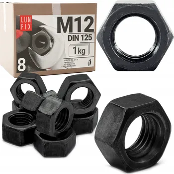 Matice Matice M12 šestihranná černá pozink šestihranná DIN 934 tř. 8 1kg