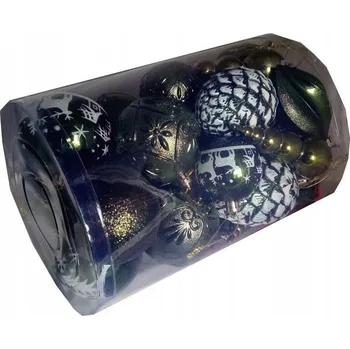 Vánoční dekorace Vánoční Baňky ZDOBENÉ Mix ZELENÉ Tuba 28ks