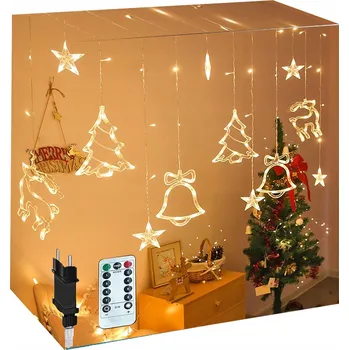 Vánoce SVĚTELNÝ ZÁVĚS LED VÁNOČNÍ OSVĚTLENÍ NA STROMEČEK GIRLANDA ZVONKY SOB BÍLÁ TEPLÁ