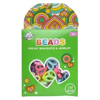 Dětské zboží Sada korálků - srdíčka spojená + 1 metr provázek