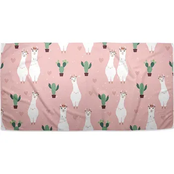 Osuška Sablio Ručník Lama a kaktusy - 50x100 cm