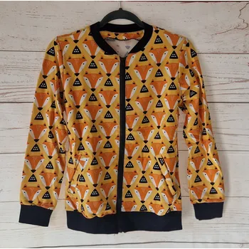 Dámská mikina Yháček Dámská mikina na zip, Liščí hlavy na hořčicové, vel. S Velikost:: S