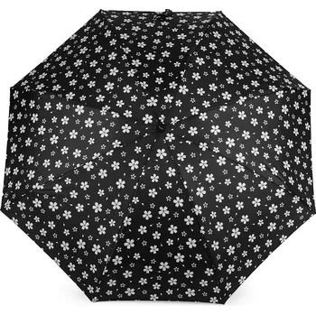 Deštník Dámský mini skládací deštník květy, střední, 15 černá