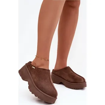 Dívčí obuv Dámské sněhule nízké na platformě hnědé Yrenna 40