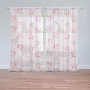 Záclona Sablio Záclony Růžové hvězdy: 2ks 150x250cm