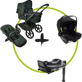Kočárek Akční set Bugaboo Fox 5 complete Noir Limited Editon Midnight Green + Bugaboo Turtle Air by Nuna + Bugaboo 360 base by Nuna