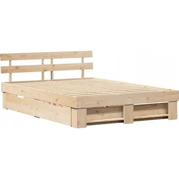 Postel Rámeček postele se zásuvkou Hnědý 140 x 200 cm Masivní borovicové dřevo