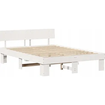 Postel Rámeček postele s opěrkou hlavy Bílý 140 x 200 cm Masivní borovicové dřevo