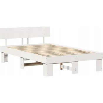 Postel Rámeček postele s opěrkou hlavy Bílý 140 x 190 cm Masivní borovicové dřevo