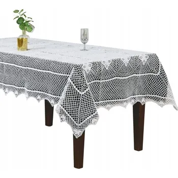 Prostěradlo Obrus na kulatý BÍLÝ kulatý průměr 200 cm háčkovaný elegantní klasický 021