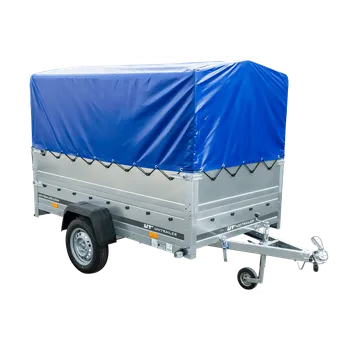 Auto-moto Jednonápravový přívěs na pružinách 230x125 UNITRAILER GARDEN 230/R KIPP s bočnicemi BIS, rámem H-800 a modrým krytem
