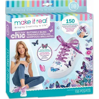 Doplněk pro panenku MAKE IT REAL - Sada ozdob na boty - Sticker Chic Motýlci 1325