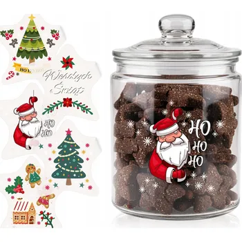 Sklenice SKLENICE 2 L NA SUŠENKY PERNÍKY SUŠENÉ HOUBY s vánočními etiketami