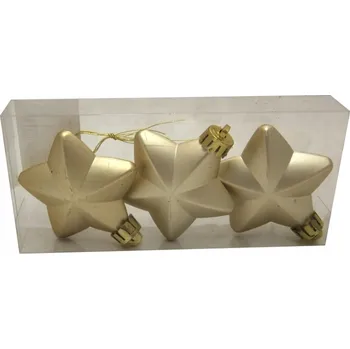 Vánoční dekorace Vánoční Baňky nerozbitné hvězdičky STŘÍBRNÉ 6cm | 3ks