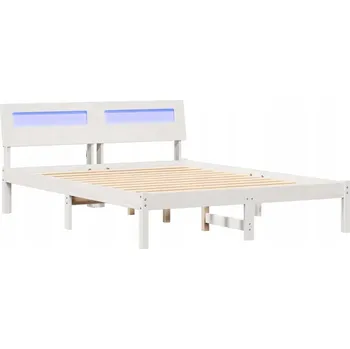 Postel Rámeček postele s opěrkou hlavy Bílý 135 x 190 cm Masivní borovicové dřevo