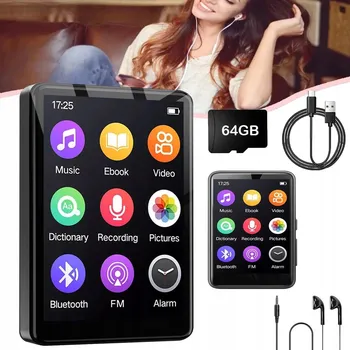 Přenosný MP3 Přehrávač Bluetooth FM Rádio Diktafon 64GB