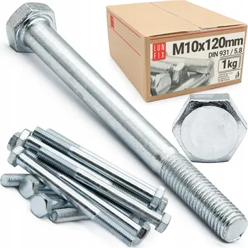 Šroub Šroub šestihranný DIN 931 pozink na klíč Lunfix 10x120 mm 14 kusů