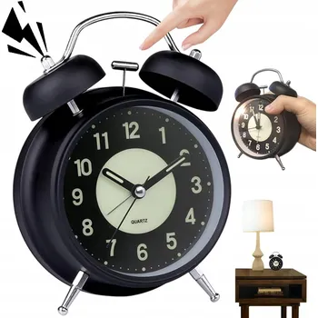 Budík RETRO BUDÍK, HLASITÝ BUDÍK, MECHANICKÝ BUDÍK S KOVOVÝM ZVONKEM