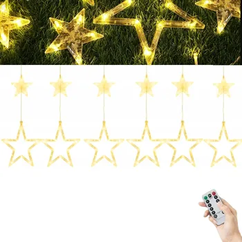 Vánoce SVĚTELNÝ ZÁVĚS VÁNOČNÍ OSVĚTLENÍ NA STROMEČEK LED HVĚZDY GIRLANDA NA OKNO TEPLÁ BÍLÁ