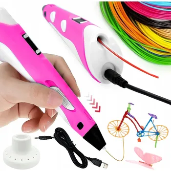 3D PEN DŁUGOPIS 3D DLA DZIECI DRUKARKA 3D + NÁPLNĚ RŮŽOVÁ BARVA