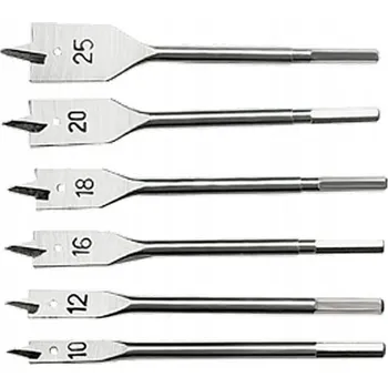 Vrták Ploché vrtáky do dřeva SADA 6 Ks. 10-25 mm