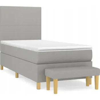 Postel Kontinentální postel světle šedá 203 x 100 x 118/128 cm s matrací 100 x 200