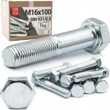 Šroub M16x100 metrický šroub pozink tř. 8.8 DIN 931 - 1 kg.
