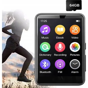 MP3 Přehrávač Bluetooth Přenosný 64GB FM Rádio Diktafon