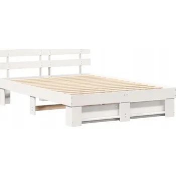 Ložnice Rámeček postele s opěrkou hlavy Bílý 140 x 200 cm Masivní borovicové dřevo