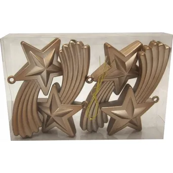 Vánoční dekorace Vánoční Baňky padající hvězdy stříbrné 11cm 4ks