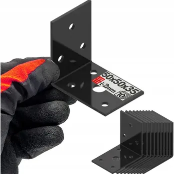 Úhloměr Černý ocelový úhelník tesařský montážní nábytkový 50x50x35x2 10 Ks.