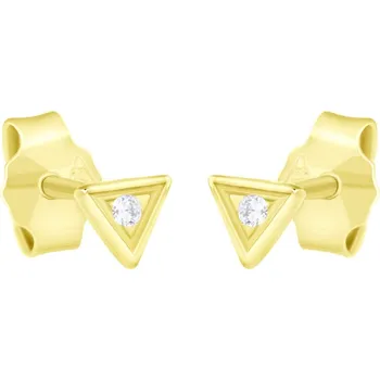 Náušnice GEMMAX - originální prvotřídní kvalita Zlaté náušnice trojúhelníky se zirkonem – zlatý šperk ryzosti 585/1000 v Dárkovém balení s Certifikátem GLEYB-02395