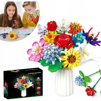 ostatní stavebnice STAVEBNICE KYTICE KVĚTINY 1064 DÍLŮ STAVBA VÁZA KVĚTINÁČ RŮŽE LILIE