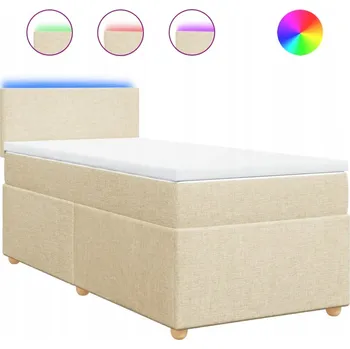 Postel Kontinentální postel s LED osvětlením, krémová, 200 x 100 x 100,5 cm