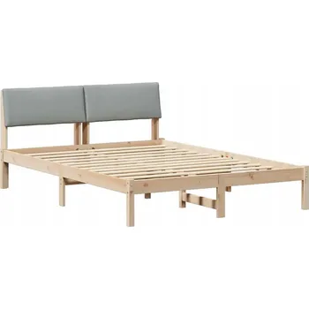 Postel Rám postele s čelem, hnědý a světle šedý, 140 x 190 cm