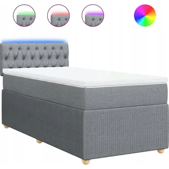 Postel Kontinentální postel s LED osvětlením, světle šedá, 200 x 100 x 100,5 cm