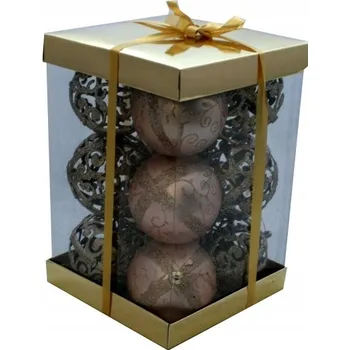 Vánoční dekorace Vánoční Baňky nerozbitné béžové 8 cm, ažurové a matné, 12 ks